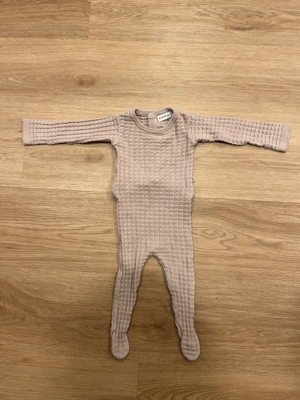 Soft Blush Waffle-Knit Footie One-Piece for Kids